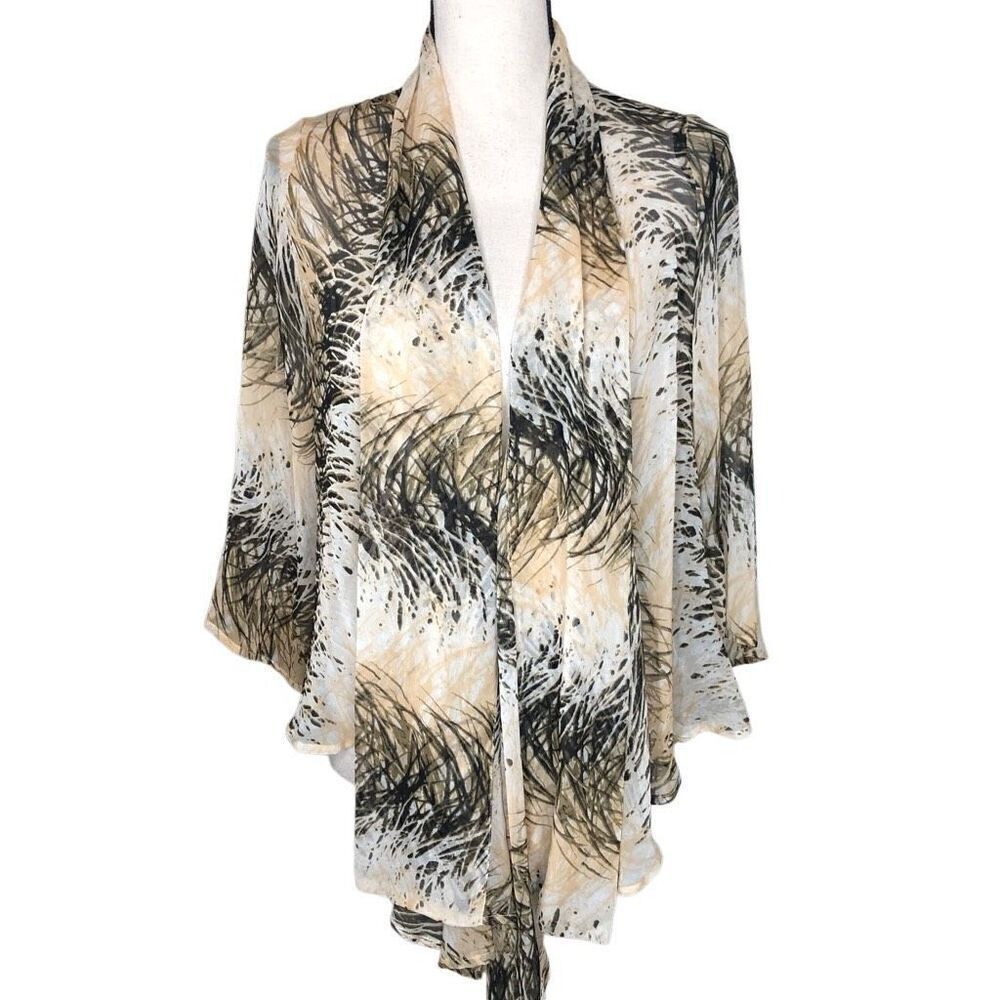 Pure Sugar Coastal Grandma Sheer Silk Waterfall Open Jacket/Top Size S